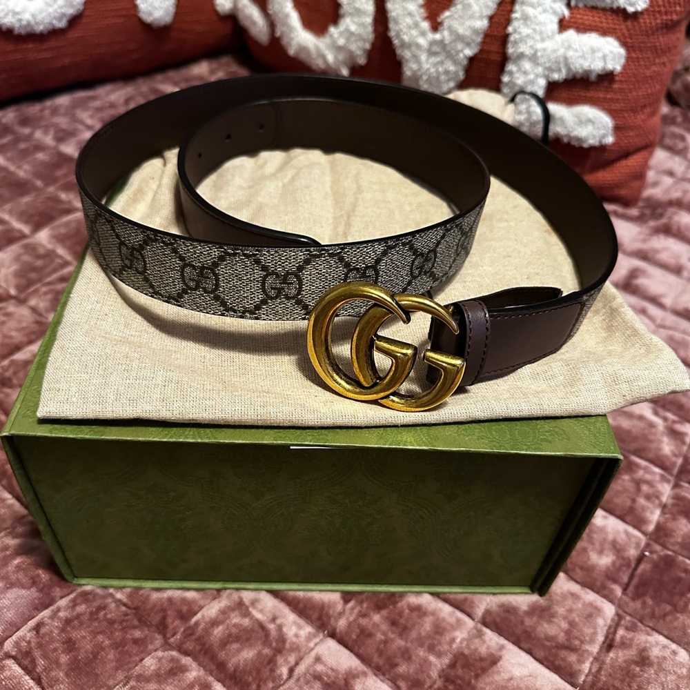 AUTHENTIC GUCCI GG BELT WITH DOUBLE G BUCKLE
